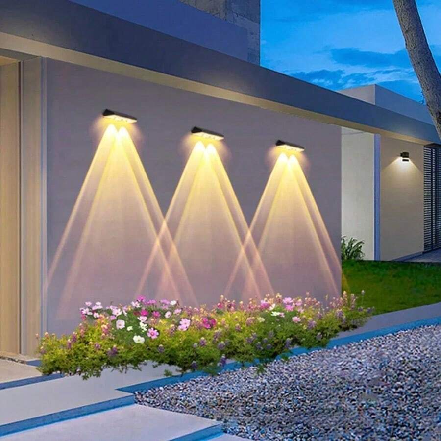 2/4 Packs Solar Fence Light RGB Color Changing Outdoor Garden Yard Decor Step Lamp IP65 Waterproof Pathway Wall Stair Lamp Balcony - Multicolor - View 1