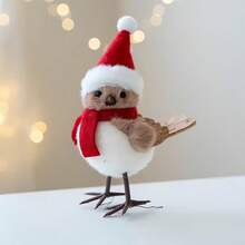 1 pieza Adorno de pájaro de peluche lindo - Decoración colgante para árbol de Navidad, decoración navideña para el hogar, decoración navideña para exteriores, accesorio colgante de tela suave, decoraciones navideñas, regalos navideños, decoración navideña