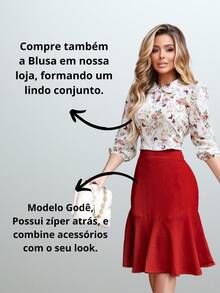 Women's Midi Skirt Tailored Ruffle Linen Fashion Godet High Waist Elegant - 珊瑚粉 - 查看 5