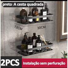 Shampoo Soap Shelf Support Bathroom Adhesive Wall Box Luxury Color Black Premium Aluminum - 01 貨架 - 查看 11