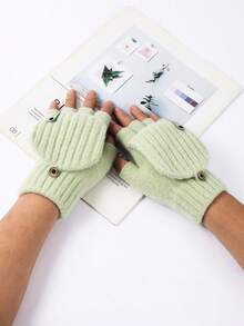 1 pieza Guantes de punto de media mano para hombres y mujeres en invierno, con cubierta de felpa desmontable de doble uso, protector de pantalla táctil, cálidos para escribir y ciclismo, guantes regalo de Navidad de invierno térmicos y cálidos