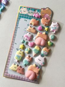 3D Cute Butt Squeeze Soft Stickers, Animal Designs Like Rabbit & Bear, Craft Decor For Kids, Phone Case Stickers - Multicolor - View 15