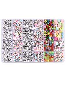 Pony Beads Kit, Mix Colors Pony Beads Kit For Jewelry Making, DIY Bracelets Necklaces Hair Braiding, Letter Beads Braids Crafts Friendship Gifts Festive Atmosphere Decoration