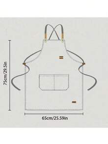 1pc Chef Apron For Men Women Canvas Aprons With Pockets Cross Back Resistant Work Apron For Cooking