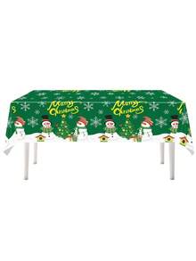 مفرش طاولة بتصميم رجل الثلج وشجرة الميلاد، مع عناصر عيد الميلاد مثل رجل الثلج وشجرة الميلاد والثلوج، ديكور منزلي للمطبخ والمنزل والمول والفصول الدراسية والحمام، ترويج عيد الميلاد