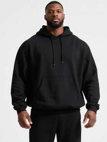 可定制加大码黑色抽绳连帽衫，您可以在衣服上添加您喜欢的图案和字体，为自己、家人和朋友打造个性化服装。您看起来已经很棒了！