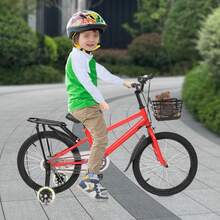 Kids Bike,18 Inch Children Bicycle,Toddler Tricycle With Training Wheels And Front Basket,Armrest Height And Seat Height Adjustable Design - 紅色 - 查看 3