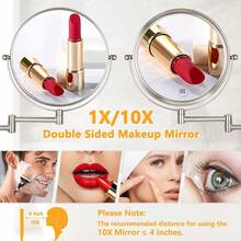 Wall Mount Makeup Mirror 10x Magnification 8Inch TwoSided Cosmetic Mirror Nickel Finish