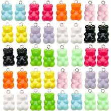 30pcs Mini Cute Little Bear Pendant Gradient 3D Soft Candy Bear Pendant DIY Resin Bear Charms For Necklace Pendant Earrings Bracelet Keychain - Gradient Bear Pendant - View 8