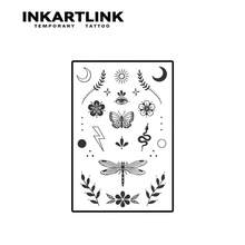 INKARTLINK Hình xăm linh vật bí ẩn đen tối, mặt trăng, mặt trời, hoa, côn trùng, không thấm nước lâu dài 1-2 tuần, hình xăm thực tế, hình xăm thiết kế ngách, hình xăm thực vật, hình xăm vẽ tay về tinh thần thiên nhiên, hình xăm chân thực, hình xăm tạm thời, hình xăm giả, hình xăm nước ép - màu đen - Xem 3