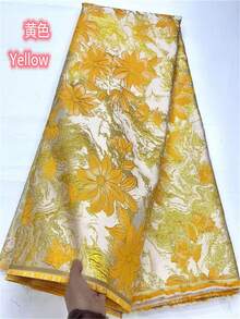 5码/1码尼日利亚提花锦缎非洲织锦薄纱蕾丝面料 2026 新款法国女式镀金蕾丝适用于派对礼服缝纫