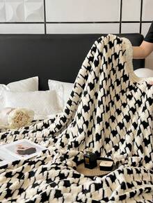 1 pieza Manta de lana de cordero mezclada, cálida y transpirable, amigable con la piel, aislamiento de doble capa, acogedora y cómoda