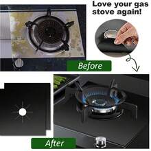 4pcs Reusable Gas Stove Burner Covers - 0.1mm Thick Double Layer Non-Stick Easy Clean Liners For Kitchen/Cooking, Gas Stove Grate Size 10.6 Inch X 10.6 Inch,