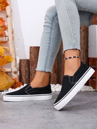 情侣帆布鞋，一脚蹬休闲鞋，步行鞋，时尚休闲百搭经典帆布鞋