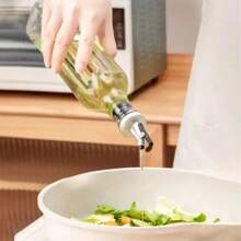 1个方形透明玻璃油瓶，日式家用油壶，厨房密封酱油醋酒调料灌装瓶，橄榄油瓶，酱料分配器，厨房调味料储存罐，玻璃瓶 - 彩色 - 查看 7