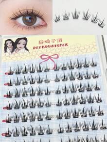 96 Clusters Individual DIY Eyelash Extensions 0.07mm Thickness Cluster Lashes Segmented Spikes Individual False Eyelashes Individual Eyelash Extensions, Winged Style Individual Lashes, For Home Party, Valentine's Day, Traveling, Photoshoot, Festivals Makeup