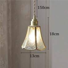French Vintage Glass Pendant Flower Gold Antique Ceiling Hanging Lamp Large E2627 Base Bedroom Dining Room Table Bathroom KitchenFlower - Cuadrado - Ver 7