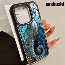 Teléfono Glass Seahorse Teléfono 3 en 1 con grabado de doble cara, adecuado para phone16promax, 16 15pro 14 14 Plus/14 Pro 13 13 Pro 12Pro 11pro Promax Series. Suave anticaídas y resistente a las manchas, adecuado tanto para hombres como para mujeres con decoración. - transparente - Ver 3