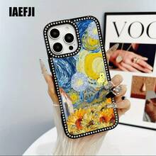 Teléfono con flores tipo pintura al óleo, teléfono 3 en 1 con grabado de doble cara, adecuado para phone16promax, 16 15pro 14 14 Plus/14 Pro 13 13 Pro 12Pro 11pro Promax Series. Suave anticaídas y resistente a las manchas, adecuado tanto para hombres como para mujeres con decoración. - transparente - Ver 6