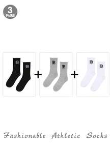 1/3//5pairs Of Sports Simple Style Mid-Calf Socks - Multicolor - View 15
