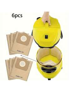 1/3/6 Pcs Vacuum Cleaner Dust Bags Compatible With Karcher 6.959-130.0, A2204, Wd3.300, Mv3, Wd3, Paper / Non-Woven Material,Tool Accessories,Large Capacity Durable Design, Easy Replacement, Transparent Filter Chamber, High-Efficiency Filter Material.