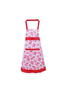 Avental de Renda Rosa de Camada Única, Avental com Laço no Pescoço e Cintura em Estilo Coreano Fofo para Cozinha, Casa, Escritório, Primavera/Verão