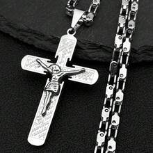 Punk Hip Hop Rock Jesus Crucifix Cross Necklace For Women Men Stainless Steel Gold Silver Color Chain Prayer Jewelry Party Gift - Necklace - View 4