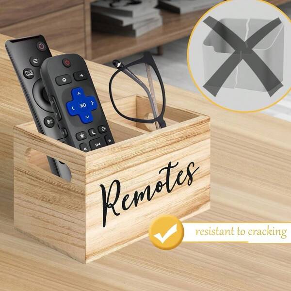 1pc Wooden Remote Control Organizer Box With 2-Compartment Stationery Holder, Glasses & Watch Storage Rack, Home Organization For Living Room, Kitchen, Bedroom, Bathroom, Office, Desk