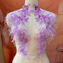 1 Pair 3D Lace Applique Floral Embroidery Patches - Delicate Hollow-Out Design, High-Quality Polyester Fabric, 10 Colors (White/Red/Gold/Black) Suitable For Wedding Gowns, Evening Dresses, DIY Fashion Accessories, Embroidered Dresses, Dress Decorations, Fine Embroidery, Dress Embellishments, Elegant Decorations, Exquisite Craftsmanship, Craft Enthusiasts