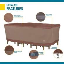 Ultimate Rectangular/Oval Patio Table with Chairs Cover, Fits Outdoor Rectangular/Oval Patio Table and Chair Sets 96 in. Long - 140 largo x 80 ancho x 32 alto - Ver 9