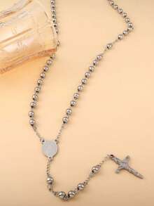 1 件镀金 6 毫米不锈钢圣本笃玫瑰项链吊坠，男女通用 Y 形项链首饰，万圣节、圣诞节礼物 - 彩色 - 查看 3