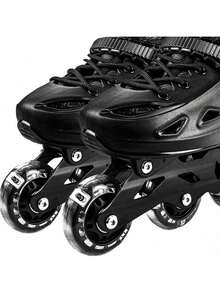 Patins Inline Black Tamanho M 34-37 Ajustável Juvenil - Dm Toys - Preto - Visão 3