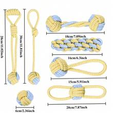 Conjunto de 7 peças de cordas de mastigação para cães amarelos brilhantes – nós trançados de alta visibilidade para cães de pequeno a médio porte, cor otimizada para visão canina, brinquedos duráveis para puxar e dentição para filhotes