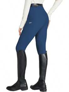 Willit Women's Horse Riding Pants Knee-Patch Equestrian Breeches Horseback Schooling Tights Zipper Pockets - 深藍色 - 查看 3