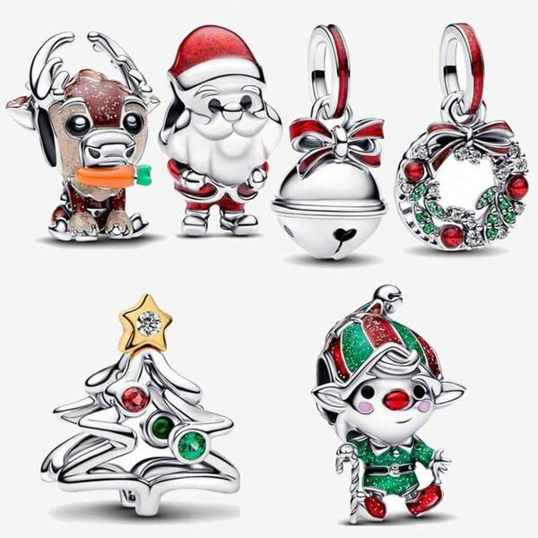 1pc Christmas Element Charm Silver Plated FIT Bracelet, Necklace, DIY Jewelry Gift Boutique Store