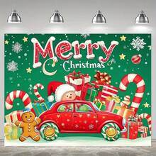 خلفية تصوير عيد الميلاد، لافتة خلفية عيد الميلاد المبارك مع بابا نويل والهدايا وتصميم البلورات الثلجية لاستخدامات متعددة، مناسبة للحفلات الداخلية والخارجية