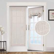 PRINCEDECO 2 Panels  Natural Linen Door Curtain Light Filtering Front Door Curtain Sliding Door Curtains Privacy Assured Room Darkening Curtains For French Door Tie Up Shade - White-nEW - View 10