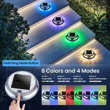 2/4/6 Packs Aluminum Alloy Driveway Lights Solar Powered, 8 Colors And 4 Modes Multicolor Dock & Deck Lights Outdoor Waterproof Solar Light, Garden Light, Solar Path Lights; Driveway Markers, Solar-Powered Pathway Lighting For Stairs, Walkways & Driveways, Deck Lighting, For Step Sidewalk Stair Garden Pathway - Multicolor - 查看 3