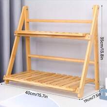 1 件棕色 DIY 手工竹制折叠展示架，家居收纳架 - 杏色 - 查看 10