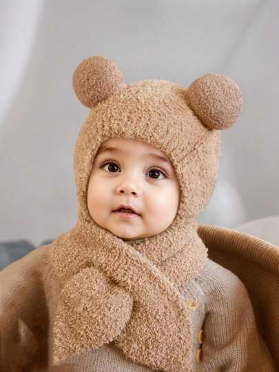 2 件套儿童针织帽和围巾套装，温暖的冬季配饰，舒适的针织帽和围巾组合，时尚的冬季服装，可爱多彩的冬季套装，儿童必备冬季 2 件套