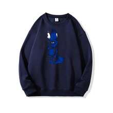 Captain-AmericaS  Pullover Sweatshirts Unisex Long Sleeve O-Neck Casual Top Sweatshirt Men & Women Graphic Sweatshirts Printed Funny Sweatshirts Spring Autumn And Winter Streetwear Clothes For Male & Female - 藏青色 - 查看 1