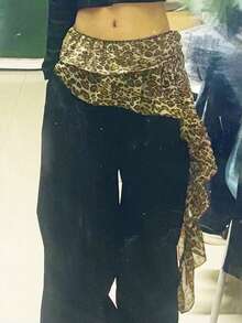 Women's Leopard Print Ruffled Hip Scarf - Jazz & Hip Hop Dance Waist Wrap Accessory - Multicolor - View 10