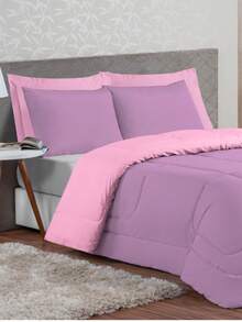 Ternura King 6-Piece Double-Sided Comforter - 淡紫色/粉紅色 - 查看 3