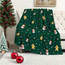 Christmas1pc Gray Dwarf Snowflake Dot Flannel Blanket,280gsm, Cute Cartoon Throw Blankets, Blanket For Bed, Tapestry,Rug, Suitable For Home Decor,The Four Seasons, Bedroom Decor, Room Decoration Stuff, Living Room Decor, Picnic Blanket, Best Friend Gifts, Bed