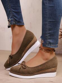 Damen Schlüpf-Loafer mit Schleifen-Dekor, Plateau, leicht, bequem, atmungsaktiv, geeignet für tägliche Modekleidung