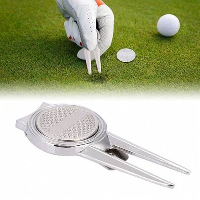 Stylish Zinc Alloy Divot Repair Tool Magnetic Ball Marker Golf Accessory(D103 Silver)
