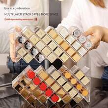 Caixa organizadora de cosméticos de acrílico transparente com vários compartimentos para batom, ideal para penteadeira de quarto, pode armazenar batons, lápis de sobrancelha e pincéis.