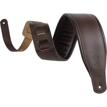 Levy's Leathers - Correa de piel para guitarra de.6 de ancho con acolchado de espuma y respaldo para prendas; color negro (M26PD-BLK)