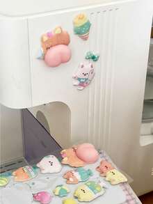 3D Cute Butt Squeeze Soft Stickers, Animal Designs Like Rabbit & Bear, Craft Decor For Kids, Phone Case Stickers - Multicolor - View 5