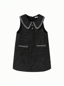 Balabala BalaOne Girls' Vest Dress 2025 Winter, Chic Mini Style Fashion Dress - Black and Gray - View 4